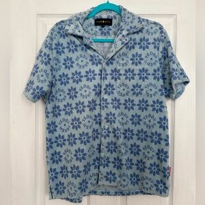 Teddy Fresh Floral Jacquard Terry Camp Shirt, Blue, x-small, unisex